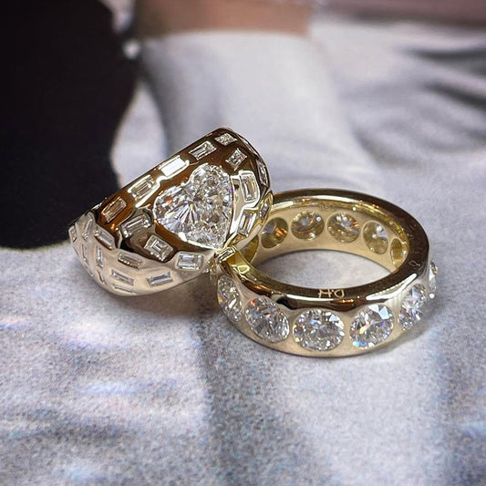 8.0Ctw Stacked rings with multiple cut and flat-set sapphires-JEWELBUYS