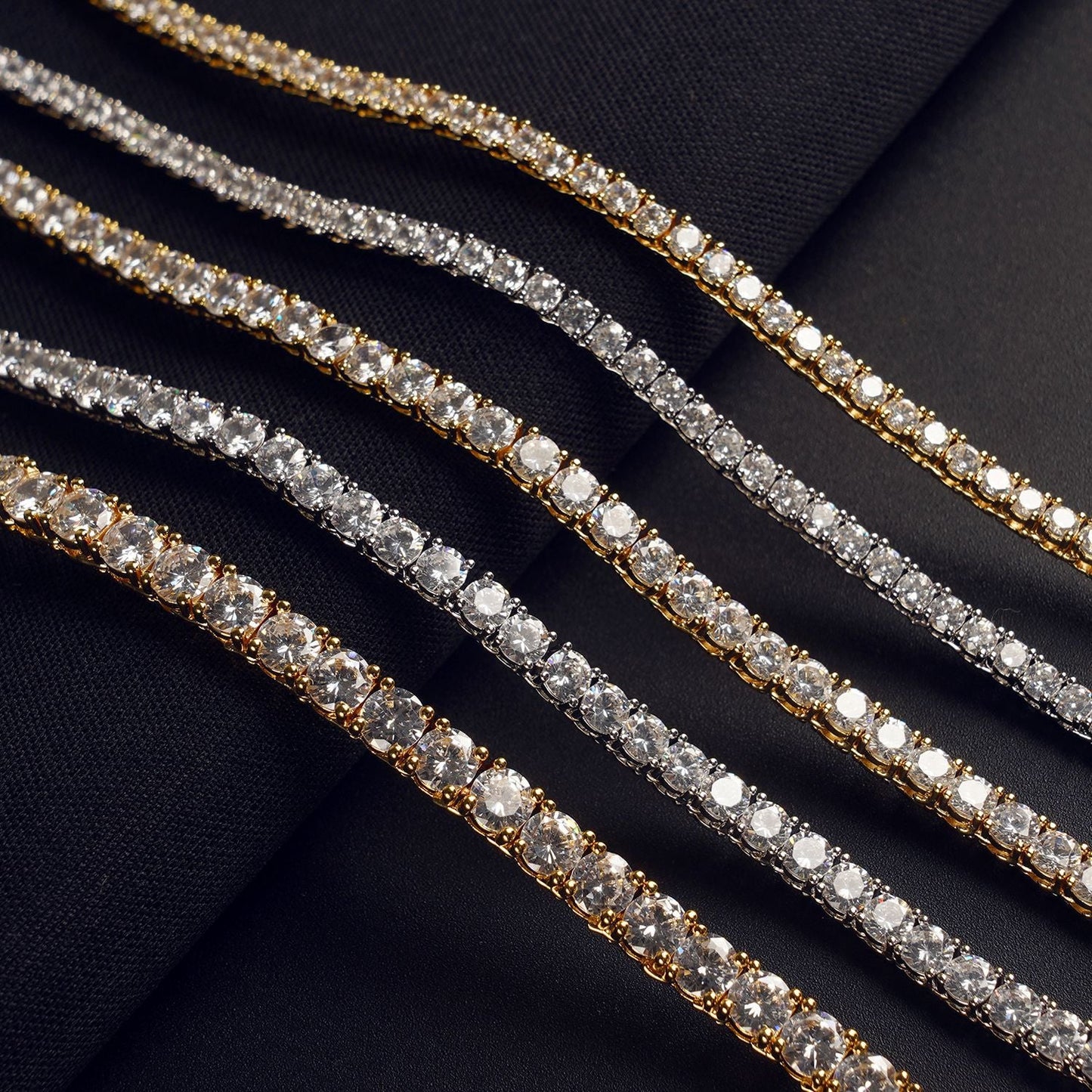 4mm Round Cut White Sapphire Tennis Bracelet-JEWELBUYS