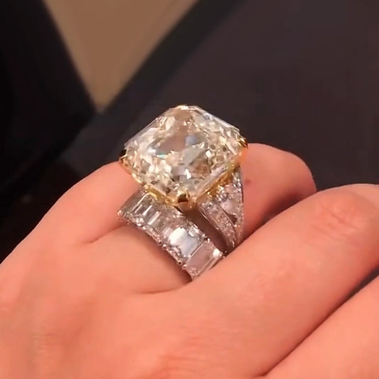 12ctw Emerald-Cut Yellow Sapphire Stacking Ring-JEWELBUYS