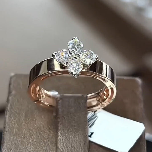 Women 8ctw Round Cut 4 Stone Classic four-leaf clover Eternity White Sapphire Ring -JEWELBUYS