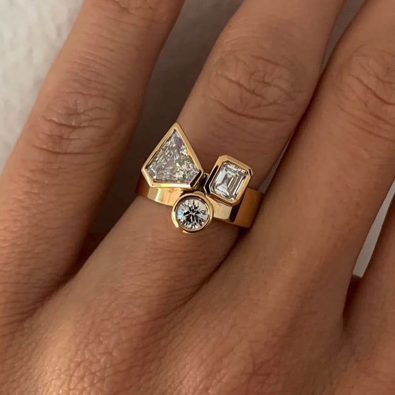 2.3ctw three white sapphire rings with different cuts-JEWELBUYS