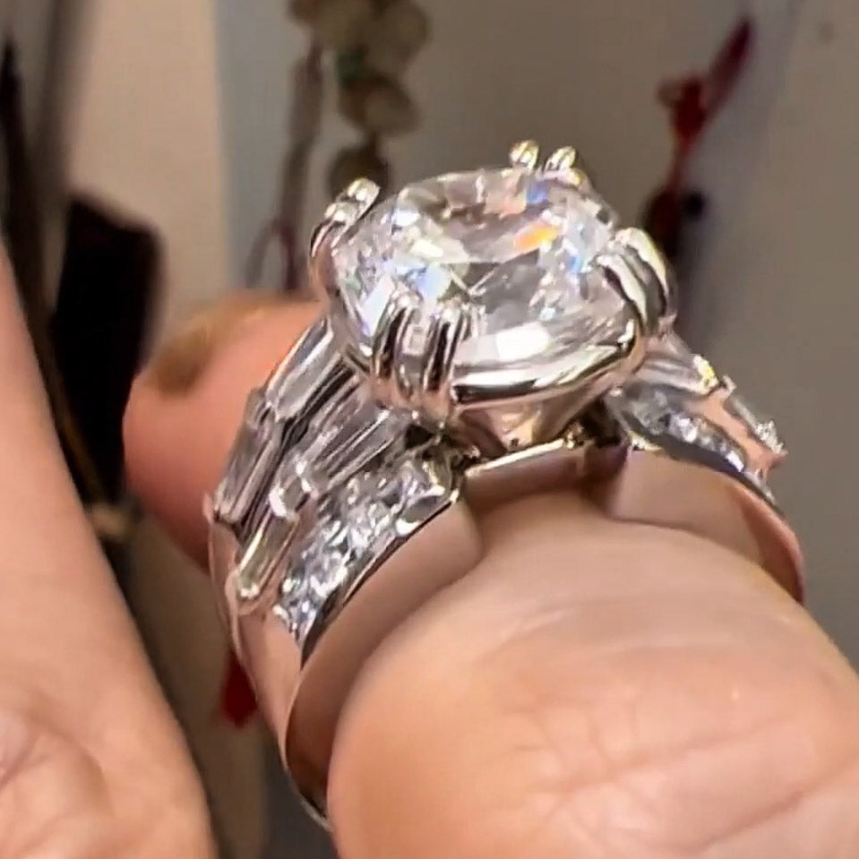 12Ctw Round and Baguette Cut Luxury Stacking Ring-JEWELBUYS