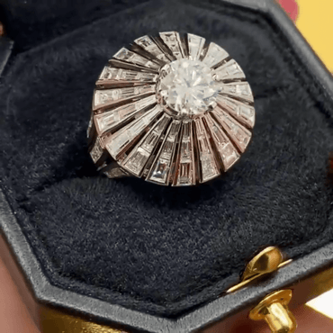 Unique 8ct Baguette Cut Encircled Round Cut White Sapphire Statement Ring in Silver-JEWELBUYS