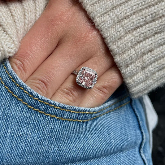 Classic 3ct Radiant Cut Pink Sapphire Engagement Ring-JEWELBUYS