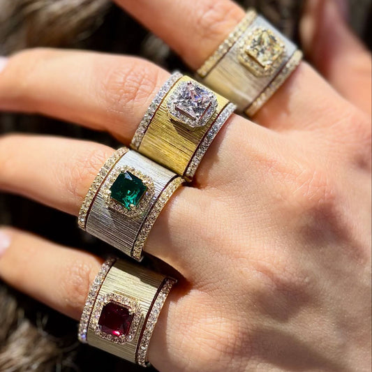 2.03-carat octagonal four-color birthstone ring- JEWELBUYS