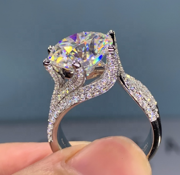 5ct Round Cut Triple Row Line Ring -JEWELBUYS