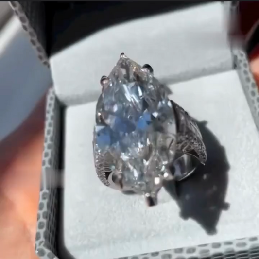 Elegant 8ct Marquise Cut White Sapphire Women's Engagement Ring in Silver-JEWELBUYS