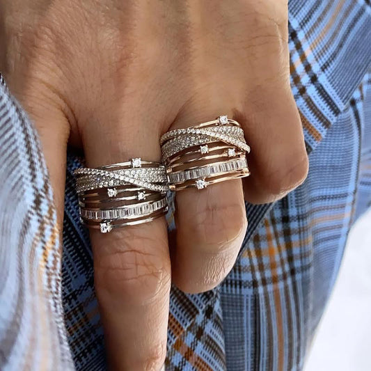 3.2ctw Rectangular Round Cut Italian Spiral Gemstone Band-JEWELBUYS