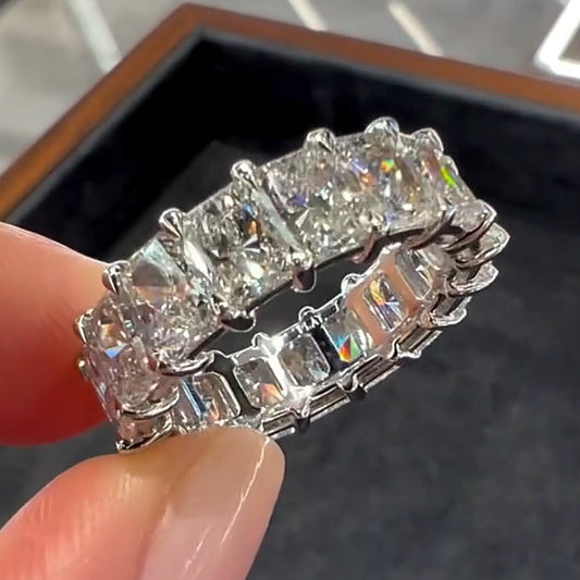 4.0ctw Radiant Cut Eternity Band Ring-JEWELBUYS