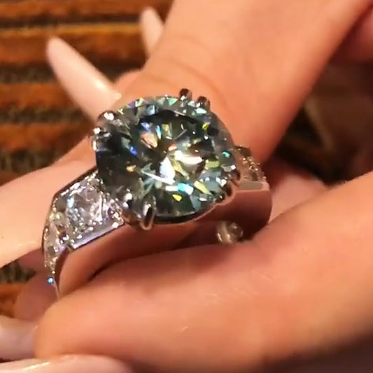 10.02Ctw Classic Round Brilliant Cut White Sapphire Engagement Ring-JEWELBUYS