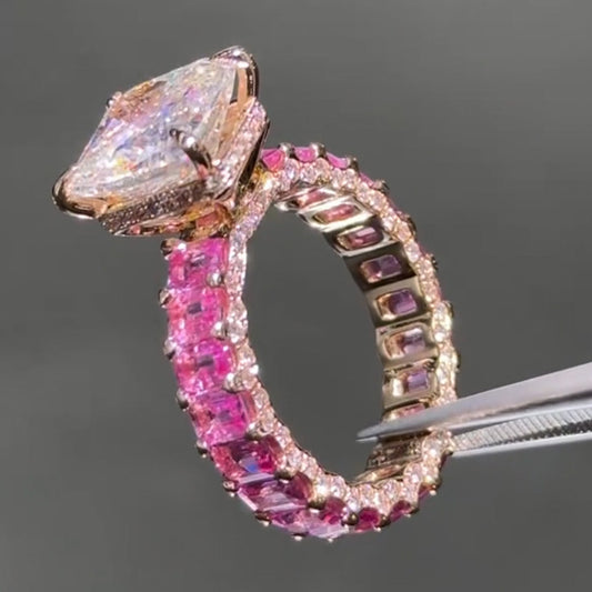 5.38ctw Radiant Cut Pink Sapphire Eternity Ring-JEWELBUYS