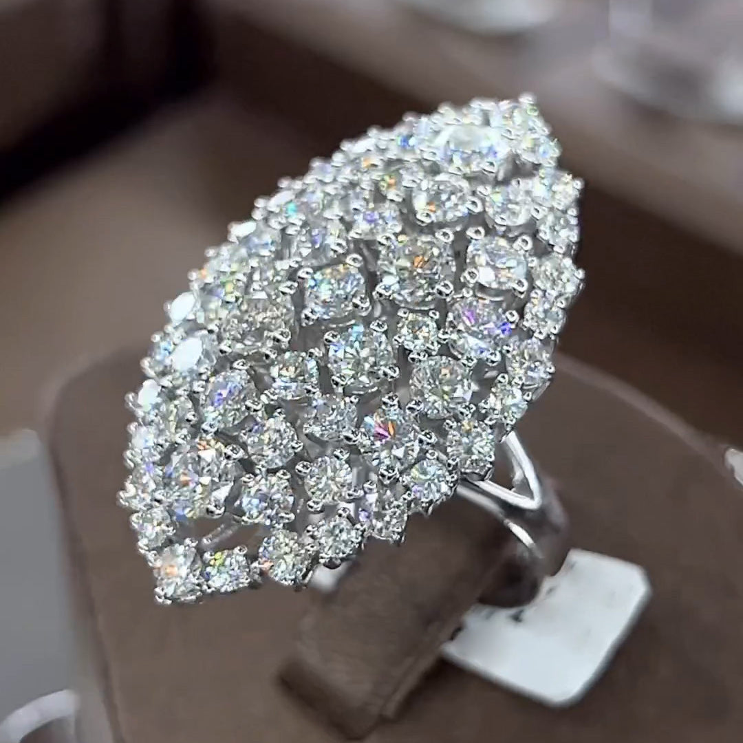 5.0ctw Cluster Cocktail Party White Sapphire Ring -JEWELBUYS