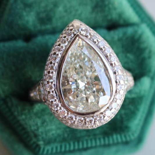 Resplendent 5.1ct Pear Cut White Sapphire Engagement Ring-JEWELBUYS