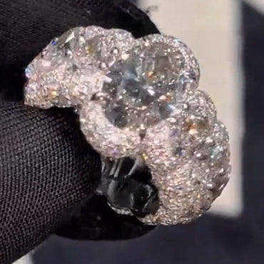 8.0Ctw Oval Cut White Sapphire Hip Hop Men's Ring-JEWELBUYS