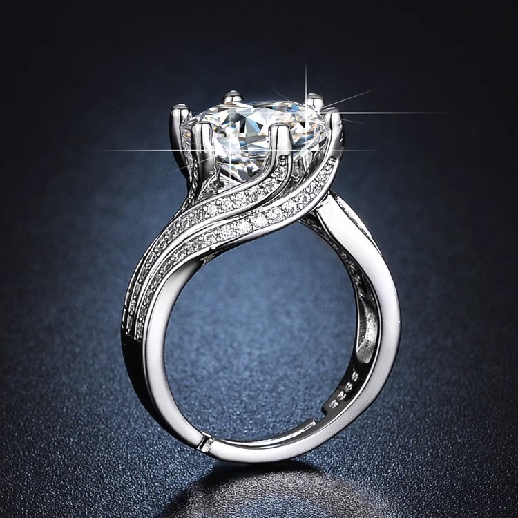 5ct Round Cut Triple Row Line Ring -JEWELBUYS