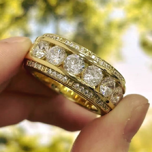 3.8Ctw Half Bezel Pavé Sapphire Eternity Band-JEWELBUYS