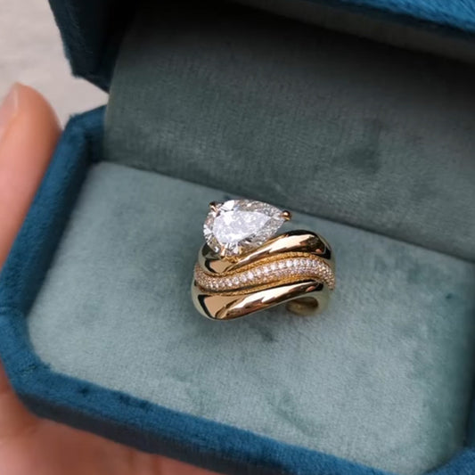 2.15Ctw pear-shaped sapphire perfectly stacked engagement ring-JEWELBUYS