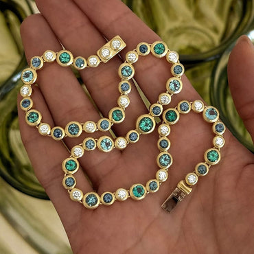 Bubble Series Mermaid Colorful Sapphire Tennis Necklace-JEWELBUYS