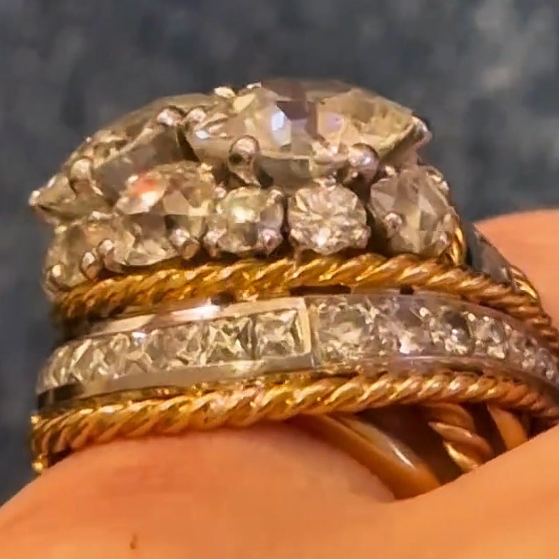 5.0ctw Vintage Round Cut Engagement Ring-JEWELBUYS