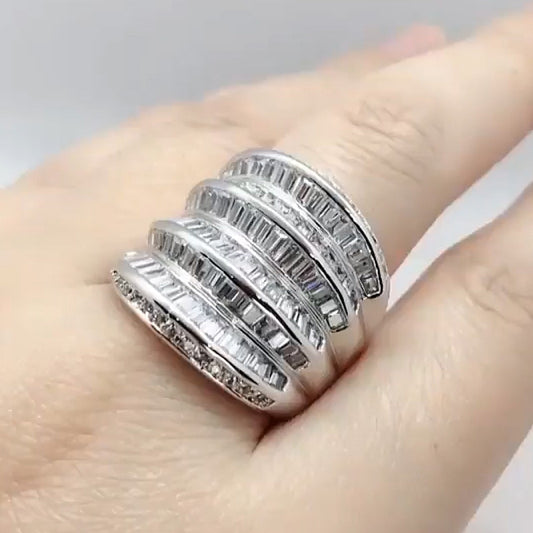 5.5ctw Baguette Cut White Sapphire Women's Vintage Ring-JEWELBUYS