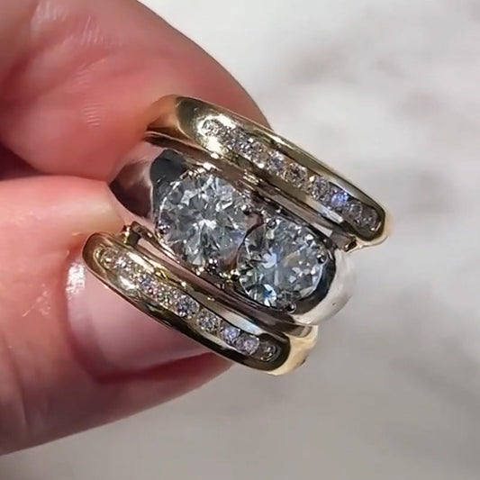 3.0ctw Double Round Brilliant White Sapphire Engagement Ring-JEWELBUYS