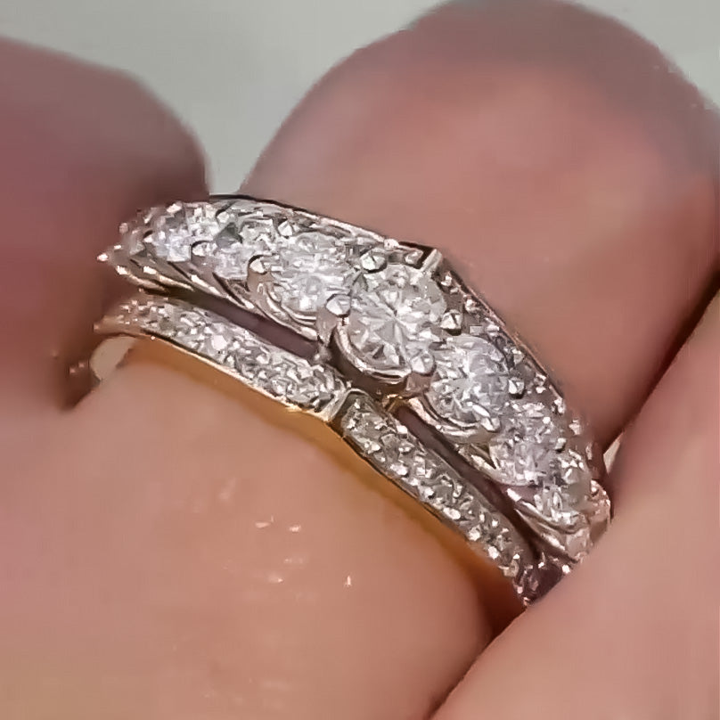 2.99Ctw Round-cut White Sapphire Crown Engagement Ring- JEWELBUYS