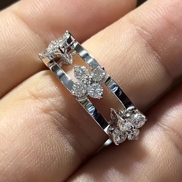 1ctw Round Cut Open Frame Gemstone Ring -JEWELBUYS