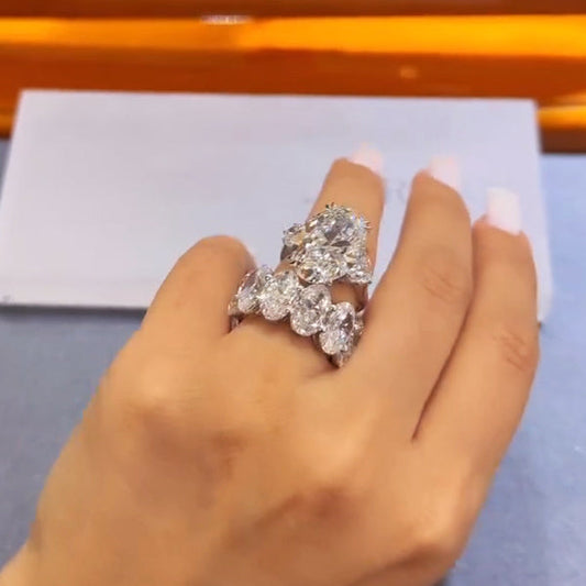 14ct Oval Cut Gemstone Ring and Eternity Band Set -JEWELBUYS