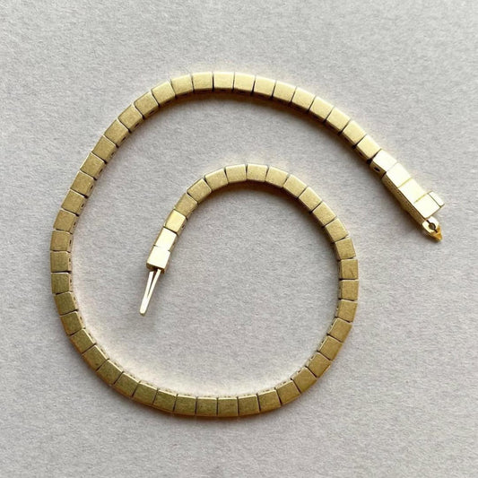 Small cube connected to gold bracelet-JEWELBUYS