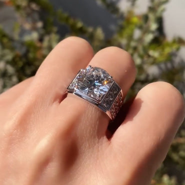 Generous and Handsome 6ctw Round White Sapphire Engagement Ring for Men and Women-JEWELBUYS