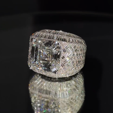 Deluxe 10 ctw Square Cut White Gemstone Full Set Ring -JEWELBUYS