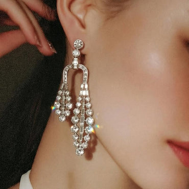 6.0Ctw Round Cut Sapphire Art Deco Tassel Earrings-JEWELBUYS