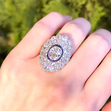 Gorgeous 6 ctw Full Set Sapphire Old Mine Cut Ring - JEWELBUYS