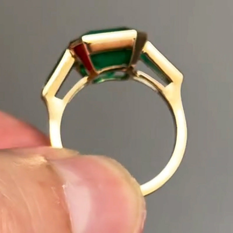 4.78ct Emerald Cut 3 Stones Ring-JEWELBUYS