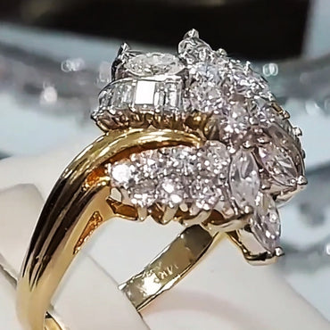 1.5ctw Multi-Cut White Sapphire Cluster Art Ring-JEWELBUYS