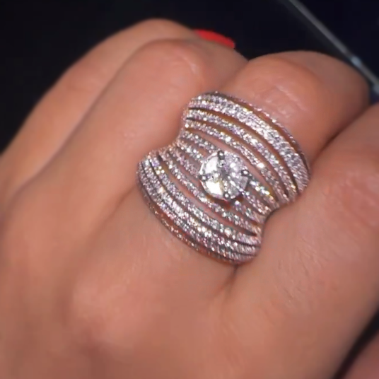 Stylish 5 ctw Round & Marquise Cut White Gemstone Ring -JEWELBUYS