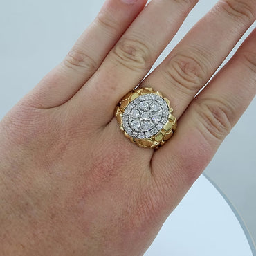 1.5Ctw Round Cut White Sapphire Bicolor Ring-JEWELBUYS