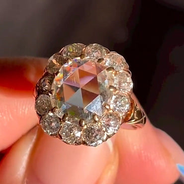 2.71ct Cushion Rose Cut Vintage Style Engagement Ring-JEWELBUYS