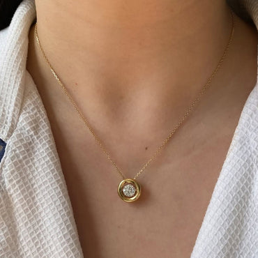 0.56ctw Round Cut Dancing Sapphire Pendant Necklace-JEWELBUYS