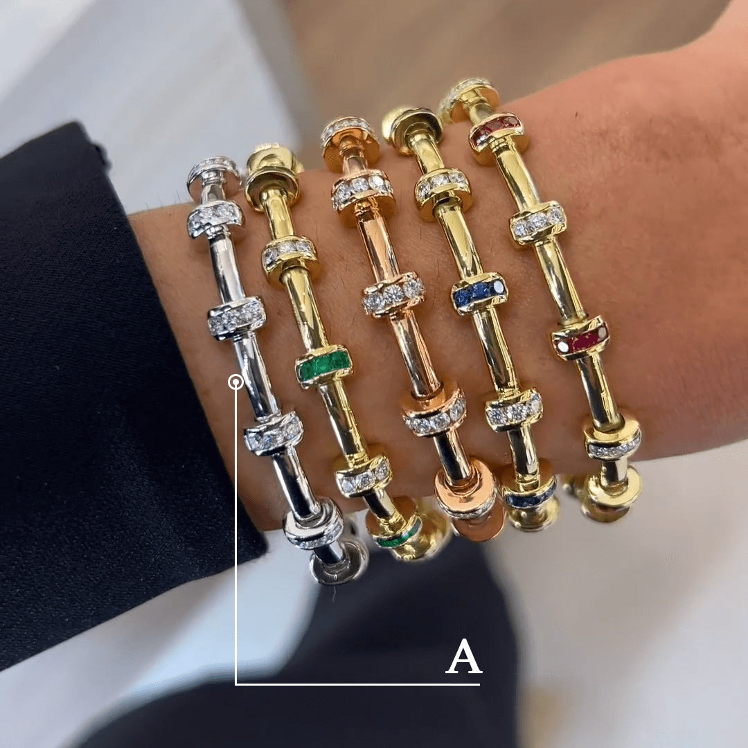 3ct Round Cut Multicolor Art Deco Bangle Bracelet-JEWELBUYS