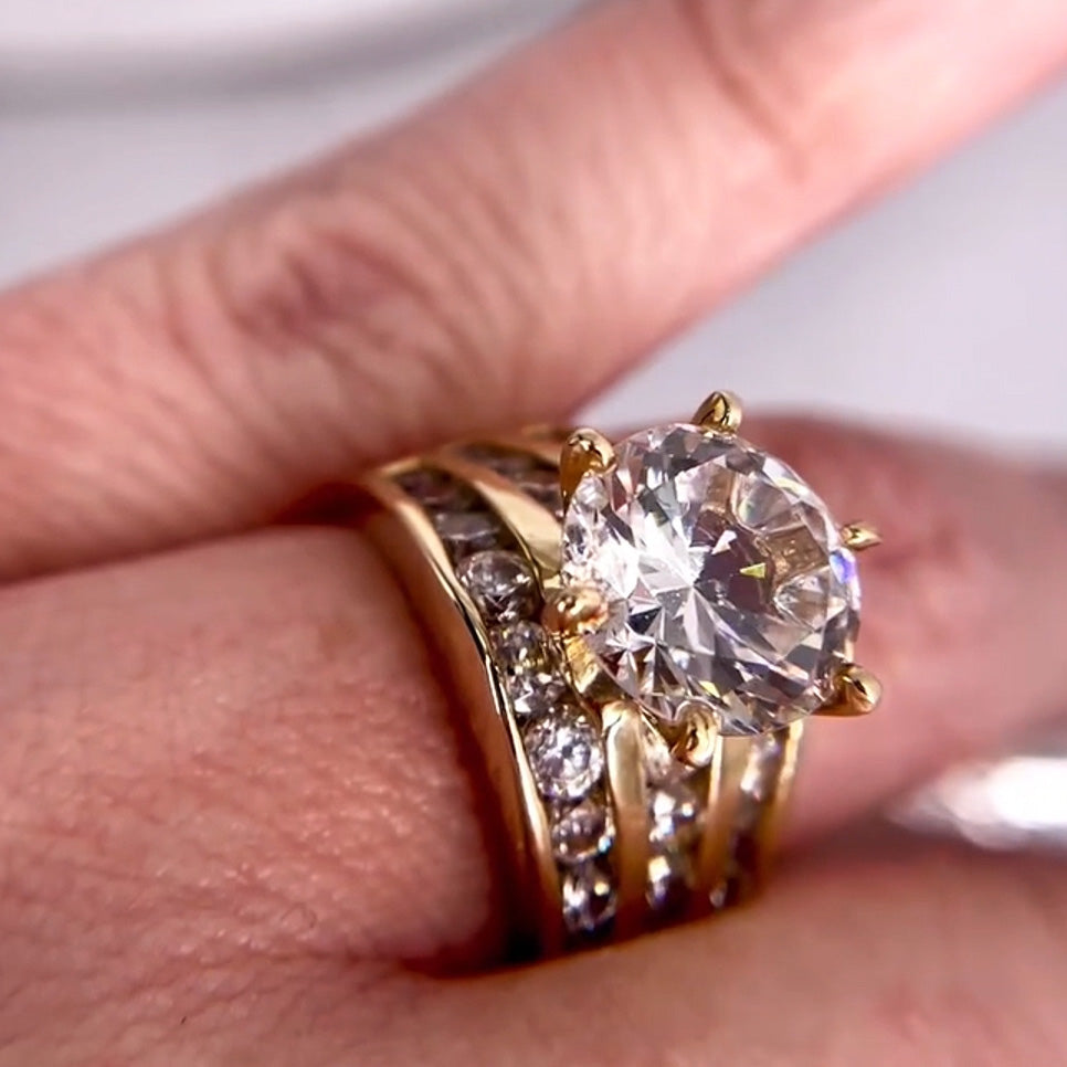 10ctw Round Cut Triple Row Diamond Hundred Ring -JEWELBUYS