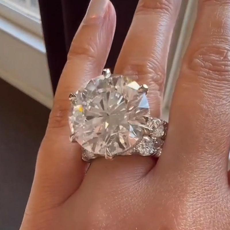 14.24ctw Classic Round White Sapphire Stacking Engagement Ring-JEWELBUYS