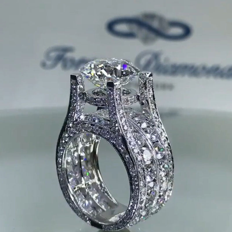 5.5ct Oval Cut White Sapphire East-west Design Engagement Ring-JEWELBUYS