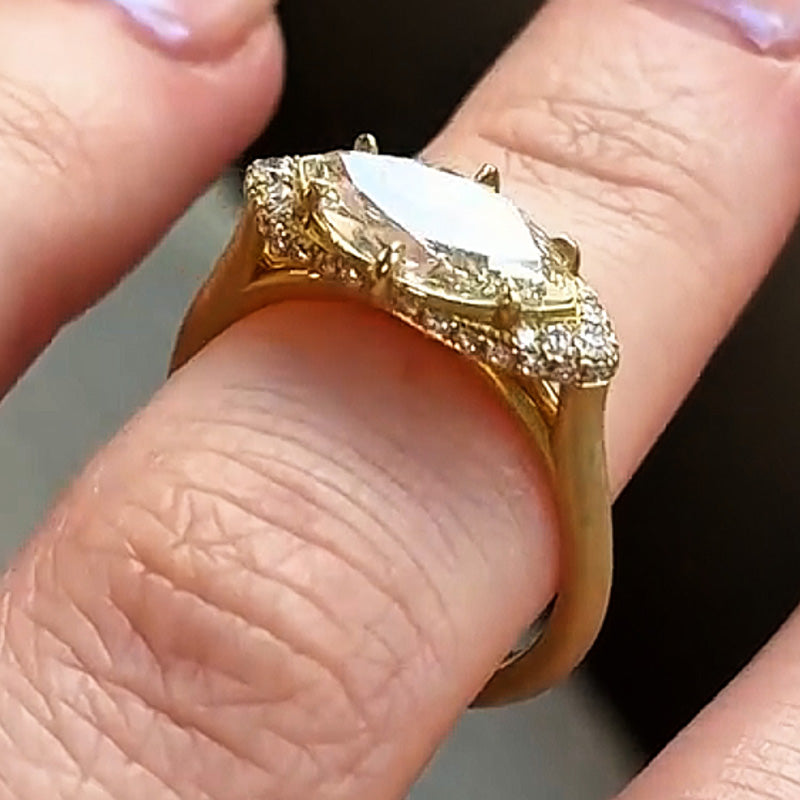 Vintage-inspired Cool with Modern Feel 4ct Marquise Cut White Sapphire Women's Engagement Ring in Gold-JEWELBUYS