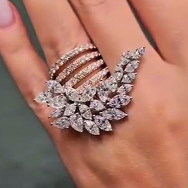 4.2Ctw Marquise and Pear Cut Spiritual Luxury Feather Sapphire Ring-JEWELBUYS