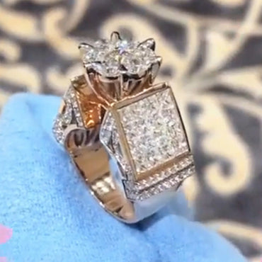 3.0ctw Round Princess Cut White Sapphire Engagement Ring-JEWELBUYS