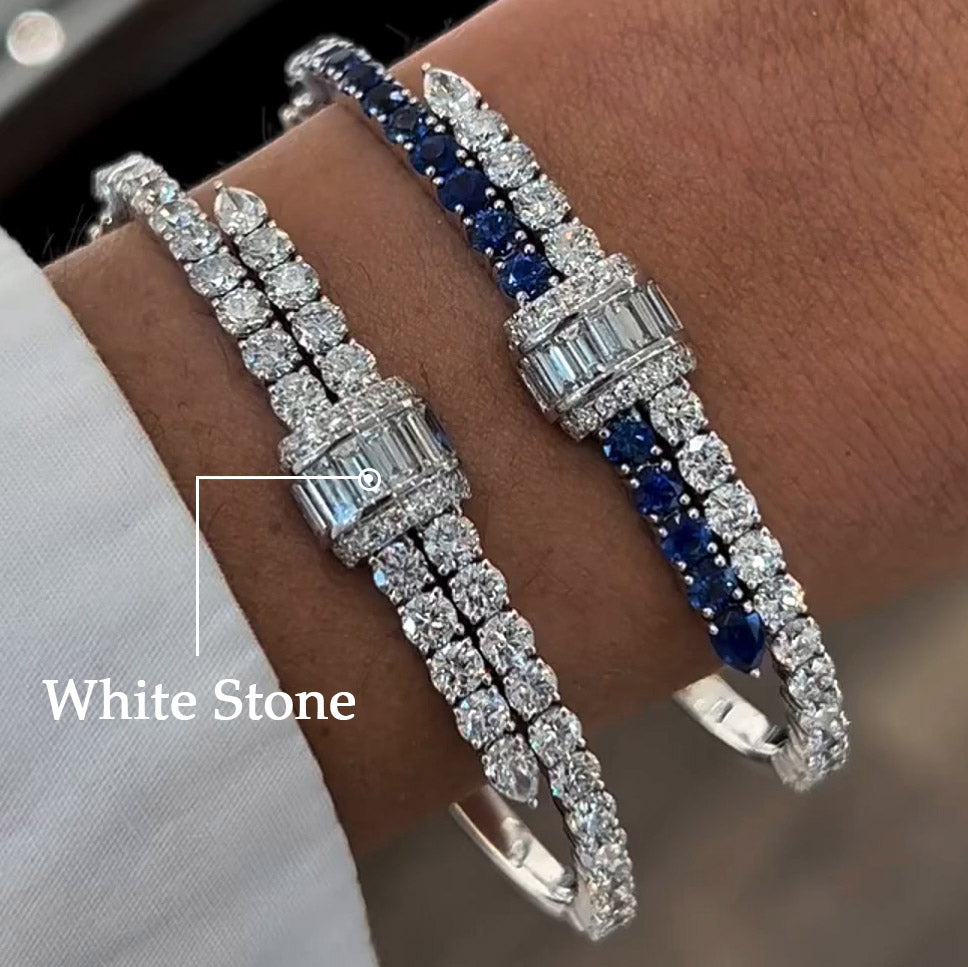 Stunning 5.5Ctw Blue and White Sapphire Bracelet-JEWELBUYS