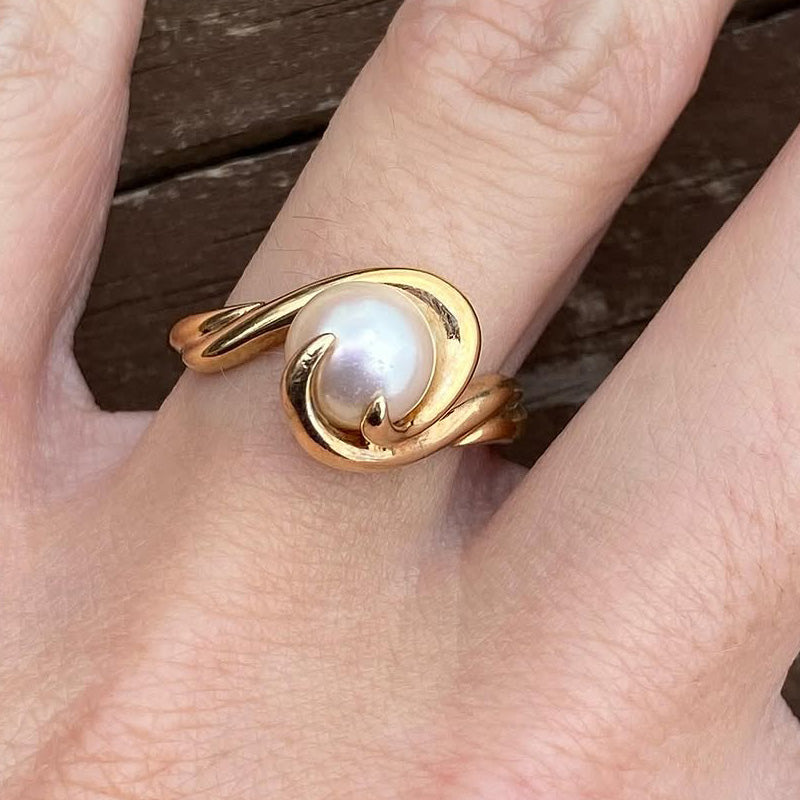 Gorgeous And Elegant Gold Pearl Ring-JEWELBUYS