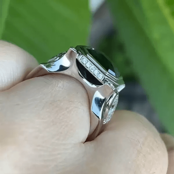 8ct Asscher Cut Tourmaline and Pear Cut White Sapphire Ring-JEWELBUYS