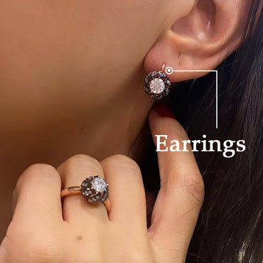 2.0ctw Crow's Feet Gemstone Ring and Earrings-JEWELBUYS